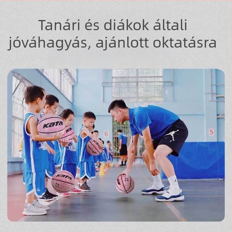 PU gyerekeknek készült kosárlabda, puha bőrszerű tapintás, kopásálló, méret 5, kék