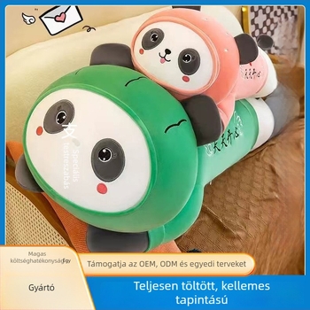 Panda plüssjáték dinnyés mintával, hosszú panda párna gyerekeknek
