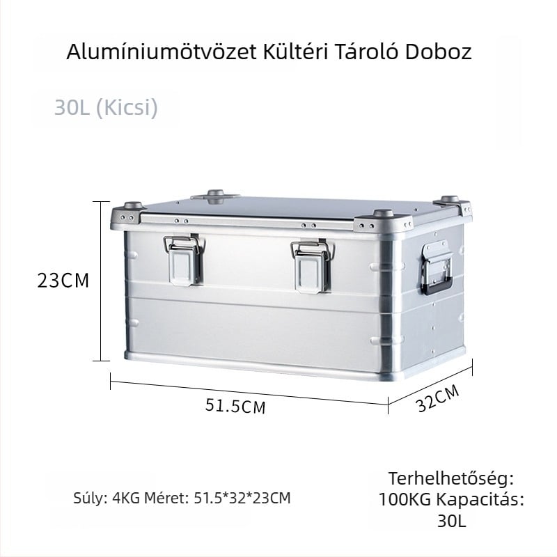 Kültéri alumínium ötvözetből készült kemping tároló doboz, nagy kapacitás, kényelmes utazási szervező
