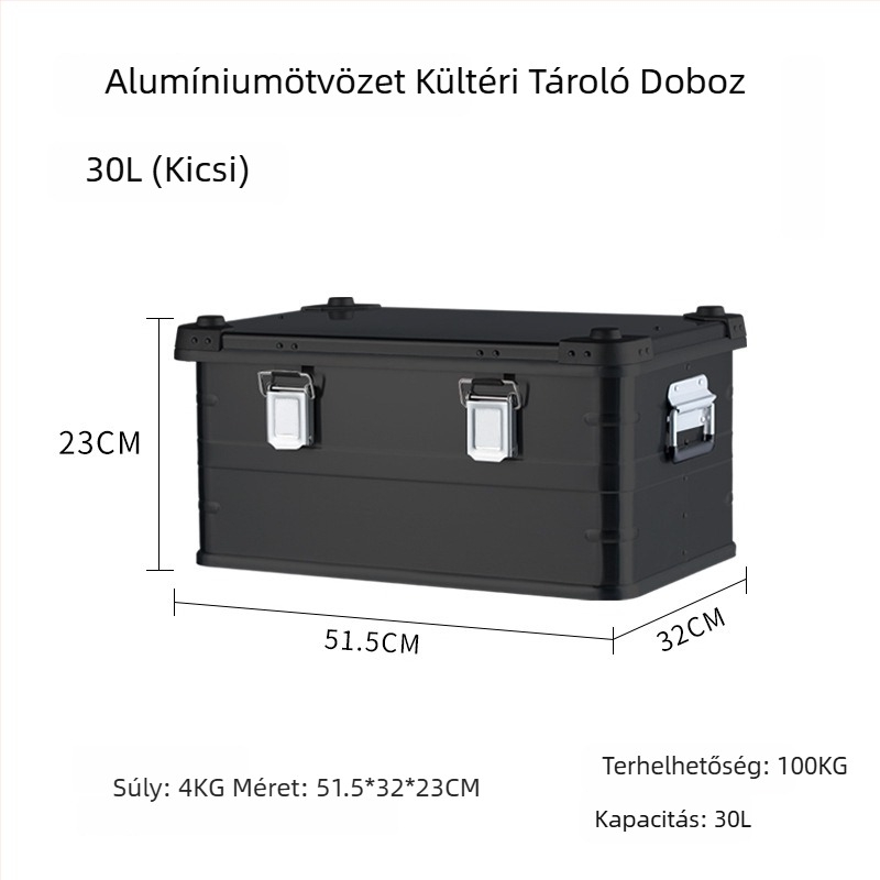 Kültéri alumínium ötvözetből készült kemping tároló doboz, nagy kapacitás, kényelmes utazási szervező