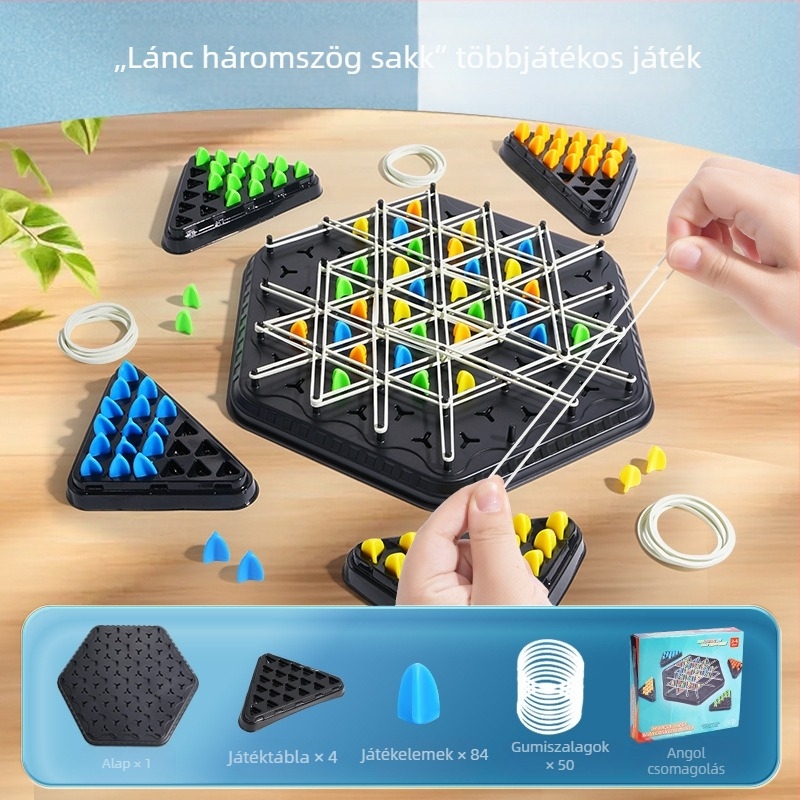 Háromszög sakk – családi interakcióval támogató oktató társasjáték gyerekek logikai gondolkodásának fejlesztésére