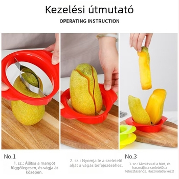 Rozsdamentes acél mangó szeletelő és gyümölcsdaraboló eszköz mag eltávolítóval