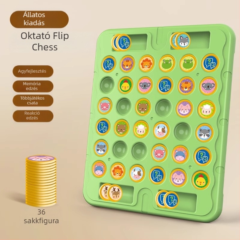Gyermekek flip sakk memóriajáték két személyes mérkőzéshez – interaktív agyfejlesztő puzzle