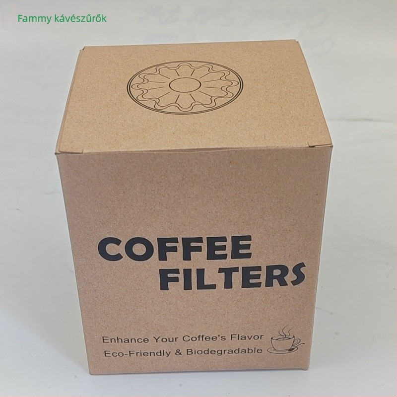 Pour-over kávéfilter papír, tál alakú filter, origami stílusú filteres kupa, hullámzó virágos mintával, fa cellulóz papír, természetes szín, méret 155×45 mm