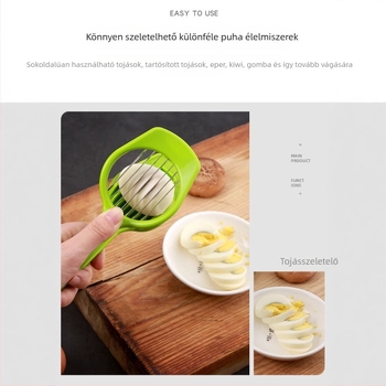 Vörös dát szeletelő és magtalanító készülék tojás szeparátorral, shiitake gomba és eper