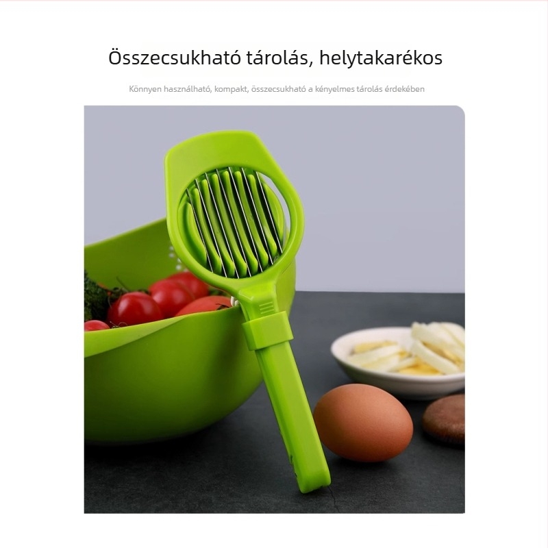 Vörös dát szeletelő és magtalanító készülék tojás szeparátorral, shiitake gomba és eper
