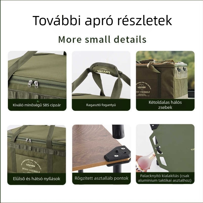 LOVORK Összecsukható tároló táska kültéri használatra, kempingfelszerelés, nagy kapacitás