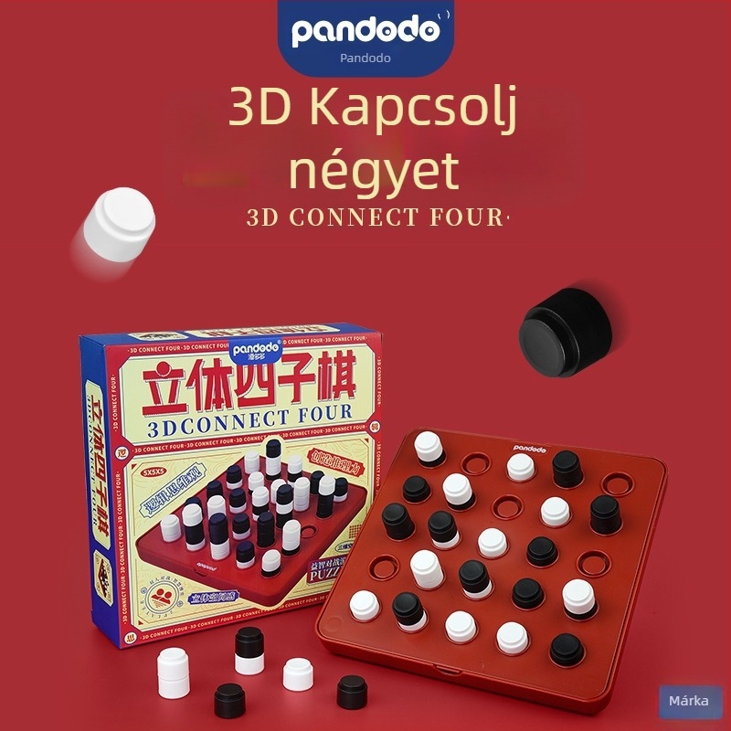 3D családi interaktív társasjáték: Connect Four és Gomoku, fekete-fehér asztali kivitel, ajándék időseknek