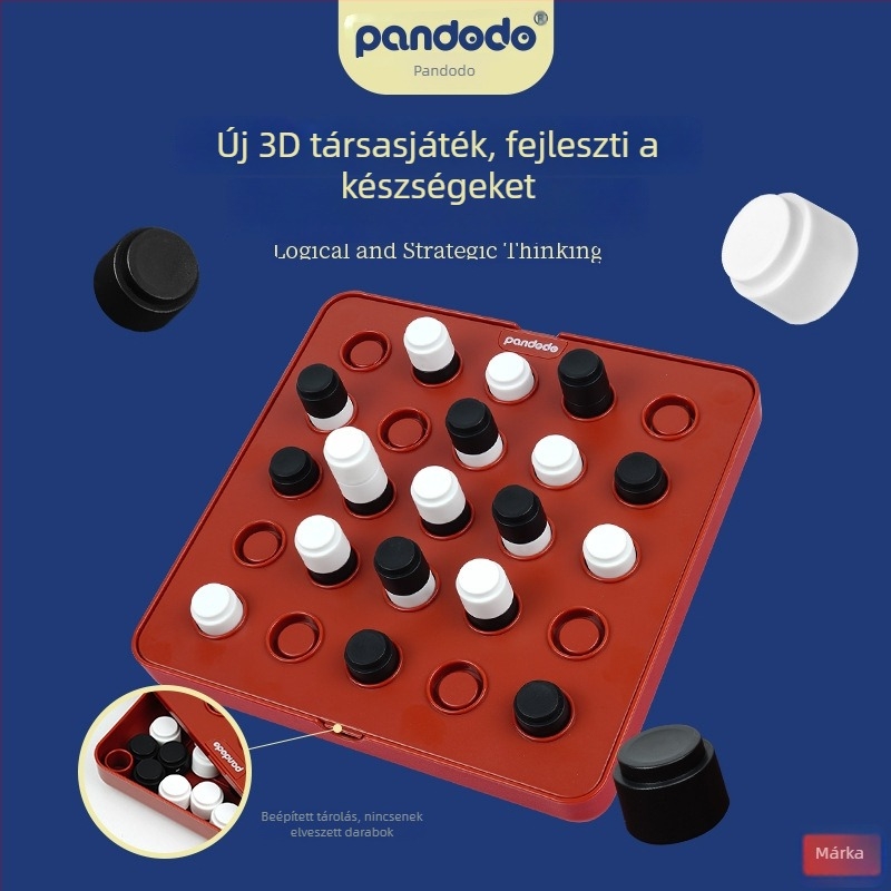 3D családi interaktív társasjáték: Connect Four és Gomoku, fekete-fehér asztali kivitel, ajándék időseknek