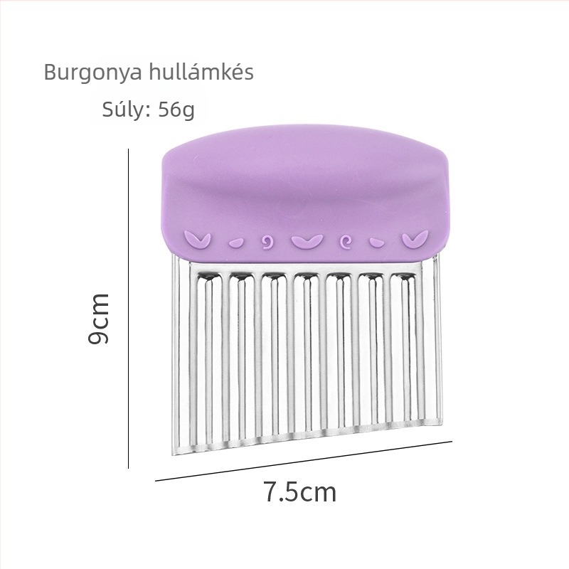 Burgonyavonalas kés – többfunkciós vágó burgonyához és zöldségekhez, pengével farkasfoggal, rozsdamentes acél