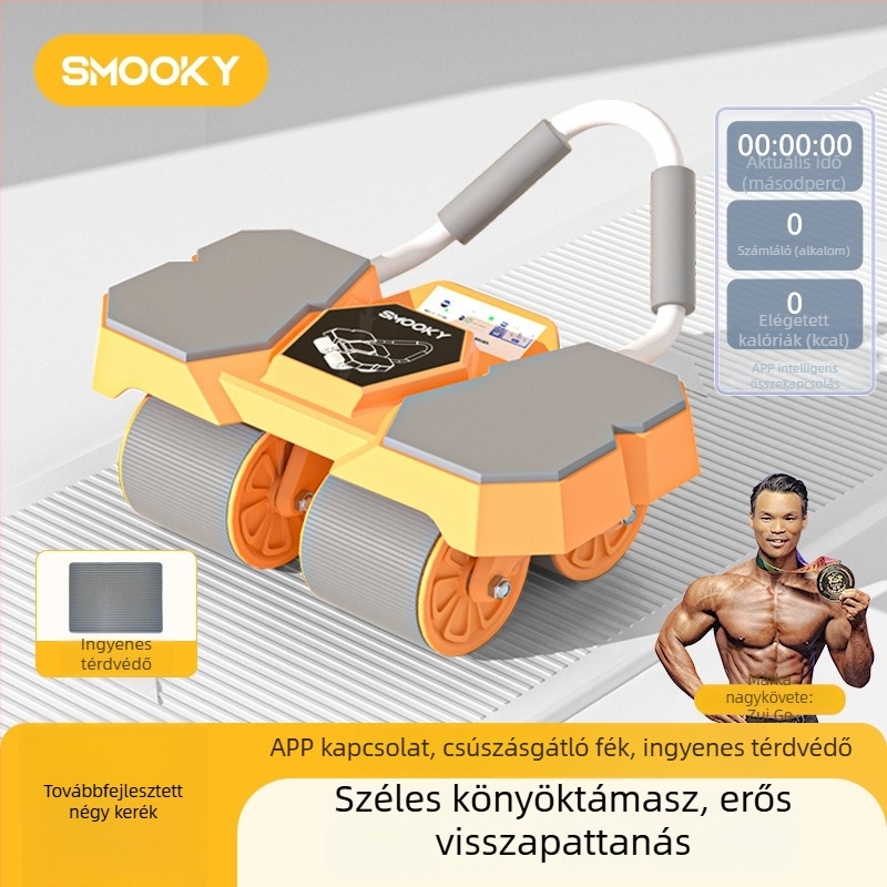 Négykerekű hasizom görgő automatikus visszapattanással – otthoni használatra szánt edzőeszköz