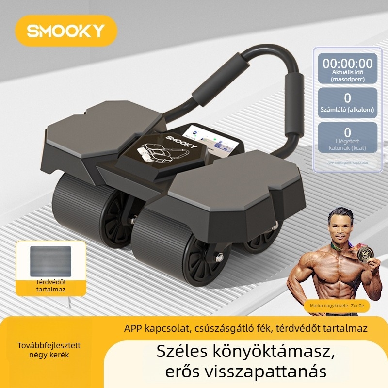 Négykerekű hasizom görgő automatikus visszapattanással – otthoni használatra szánt edzőeszköz