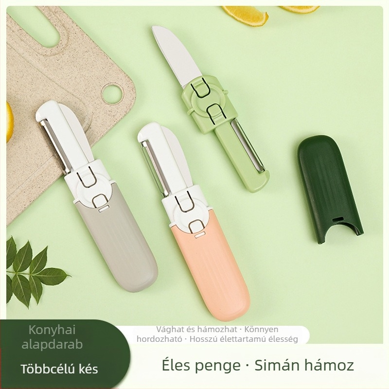 Kétfejű gyümölcs-hámozó kés – hordozható, többfunkciós peeling eszköz készlet
