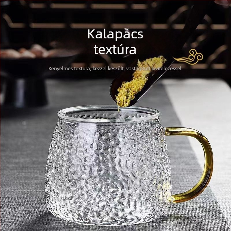 Kalapálás mintás boroszilikát üveg kanna, átlátszó, vízforraláshoz