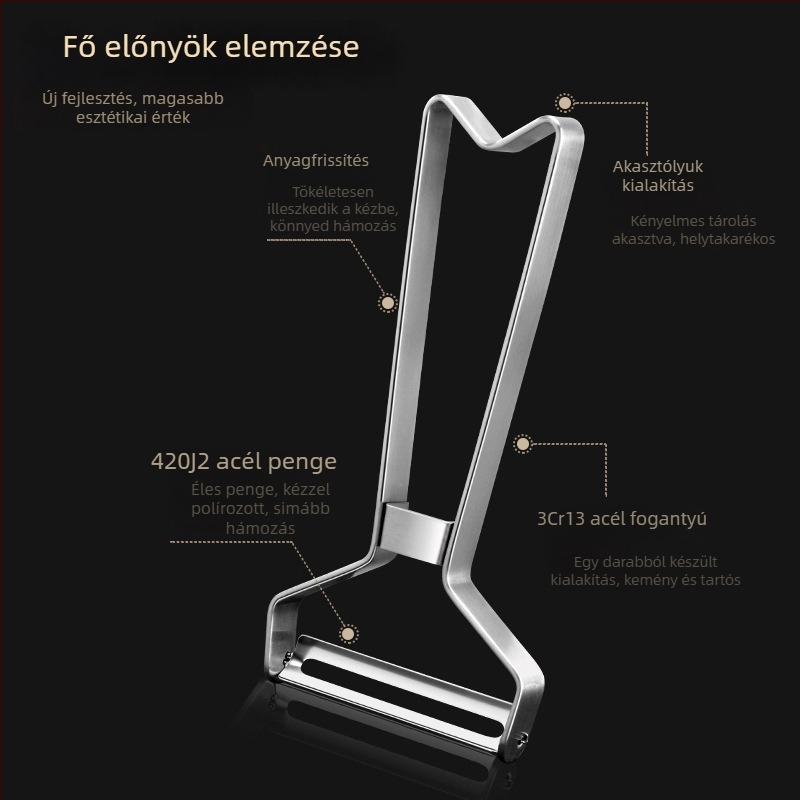 Rozsdamentes acél konyhai hámozó és kaparó – burgonya, dinnye és gyümölcsök multifunkcionális eszköze