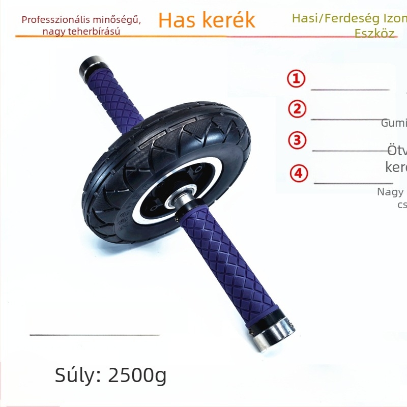 Hasizom-görgő csendes, szilárd gumival és egyetlen csapággyal, professzionális fitnesz felszerelés hasizom-edzésekhez
