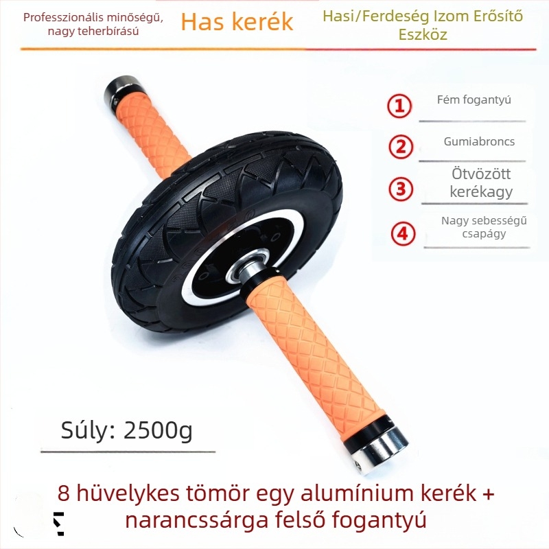 Hasizom-görgő csendes, szilárd gumival és egyetlen csapággyal, professzionális fitnesz felszerelés hasizom-edzésekhez