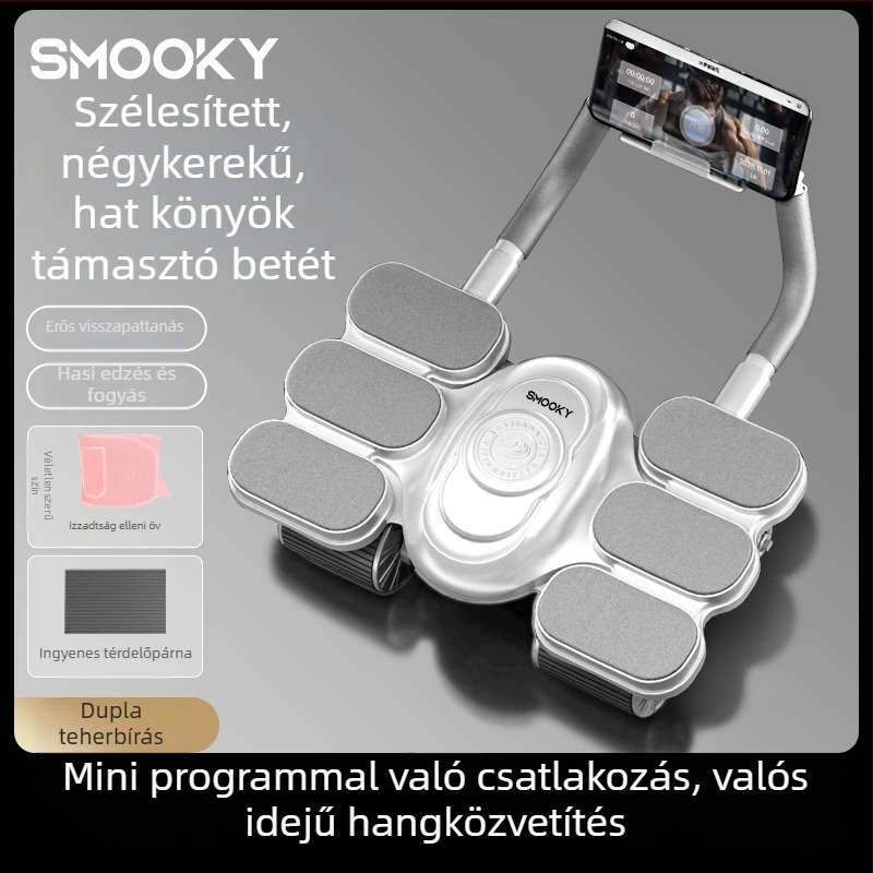 Négykerekes hasizom-edző görgő automatikus visszatérítéssel, új modell 2026, otthoni használatra – hasizom edző eszköz