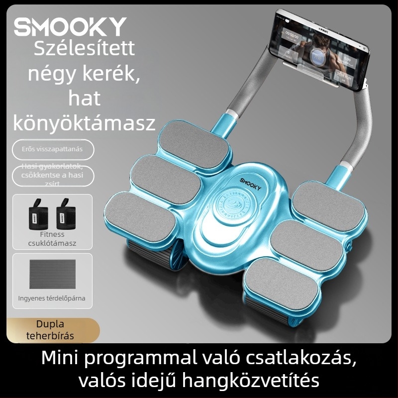 Négykerekes hasizom-edző görgő automatikus visszatérítéssel, új modell 2026, otthoni használatra – hasizom edző eszköz