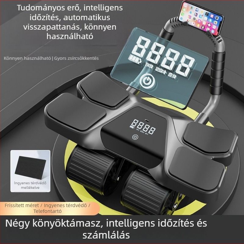 Hasizomkör négy kerékkel és könyöktámasz, automatikus visszapattanás, új modell, beltéri edzéshez
