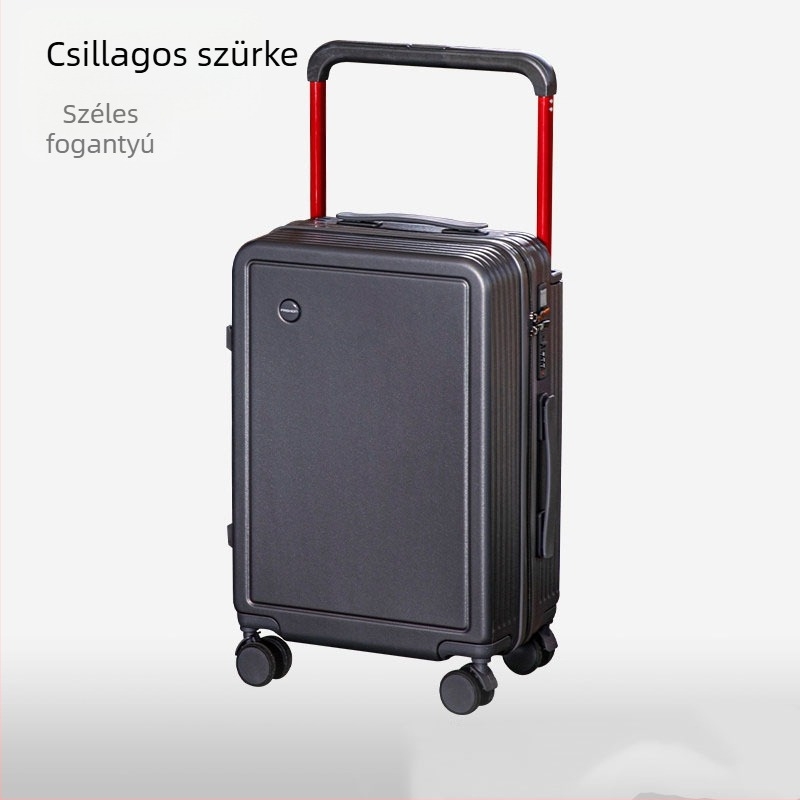 20 hüvelykes kézipoggyász széles fogantyúval, csendes forgó kerekekkel és jelszavas zárral