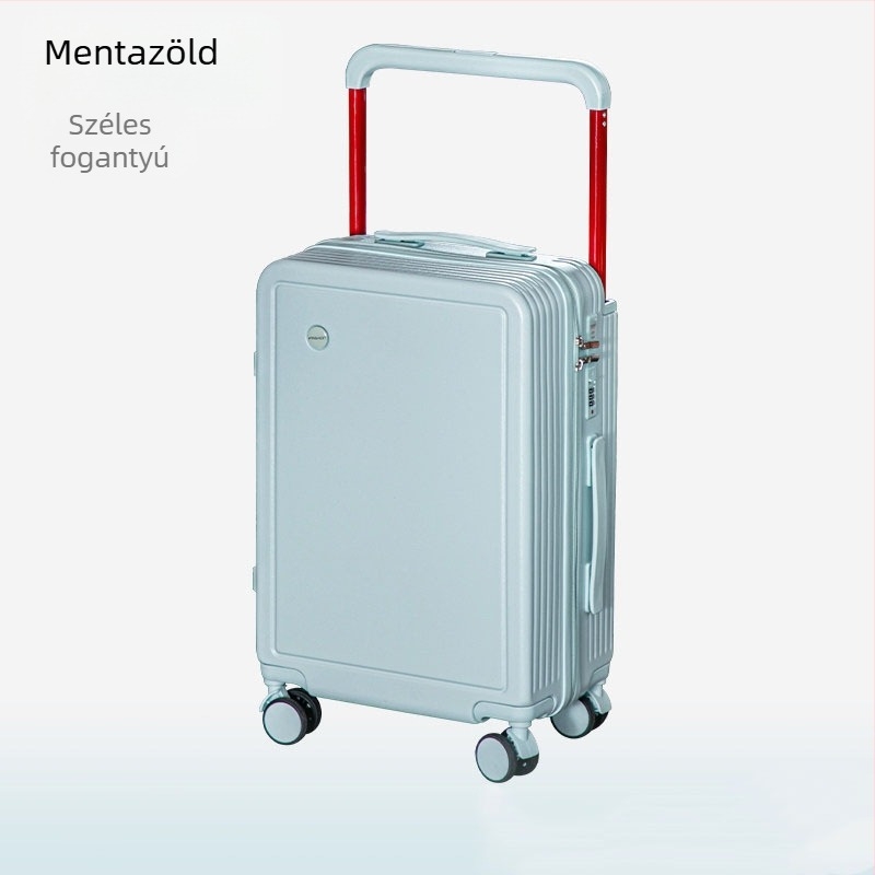 20 hüvelykes kézipoggyász széles fogantyúval, csendes forgó kerekekkel és jelszavas zárral