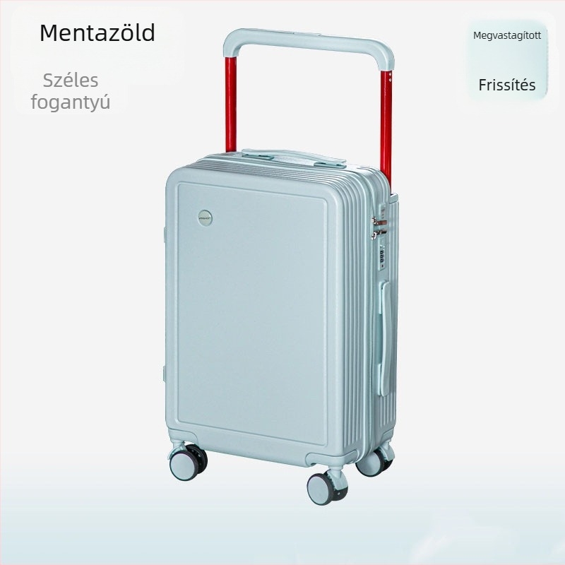 20 hüvelykes kézipoggyász széles fogantyúval, csendes forgó kerekekkel és jelszavas zárral