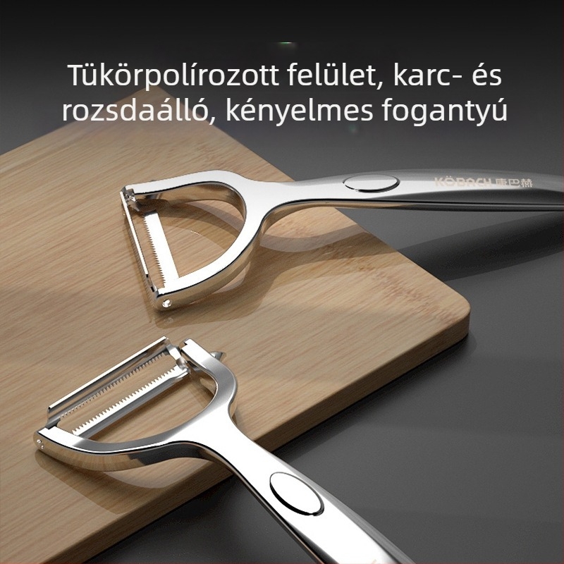 Konbach rozsdamentes acélból készült multifunkciós hámozó gyümölcsök, dinnyék és burgonyák számára