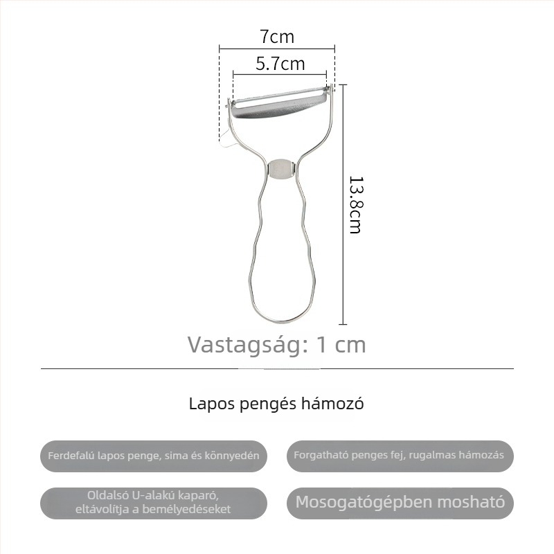 Rozsdamentes acél recés hámozó krumplira és gyümölcsökre – konyhai eszköz