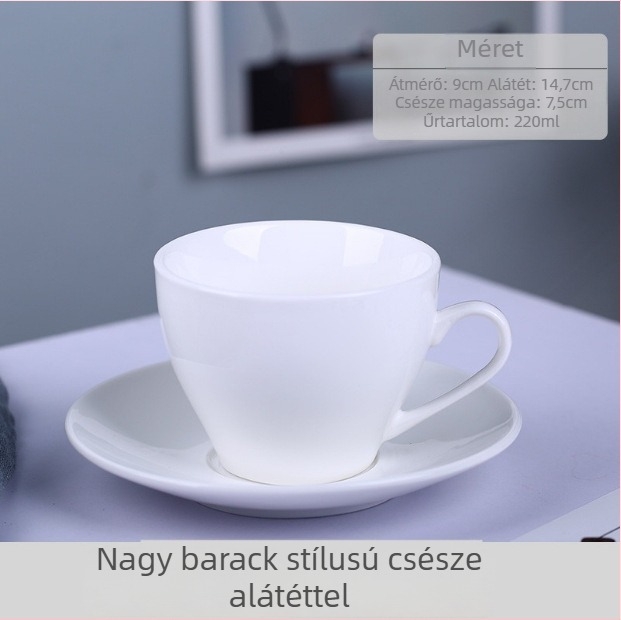 Minimalista egyszínű kerámia kávéscsésze és alátét készlet logóval – otthonra, irodába és kávézóba