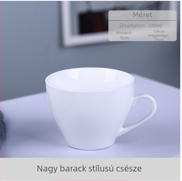 Minimalista egyszínű kerámia kávéscsésze és alátét készlet logóval – otthonra, irodába és kávézóba