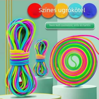 Tartós ugrókötél gumiszalaggal általános iskolások számára, nosztalgikus, régi típusú.