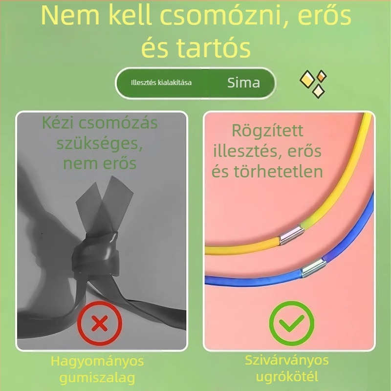 Tartós ugrókötél gumiszalaggal általános iskolások számára, nosztalgikus, régi típusú.