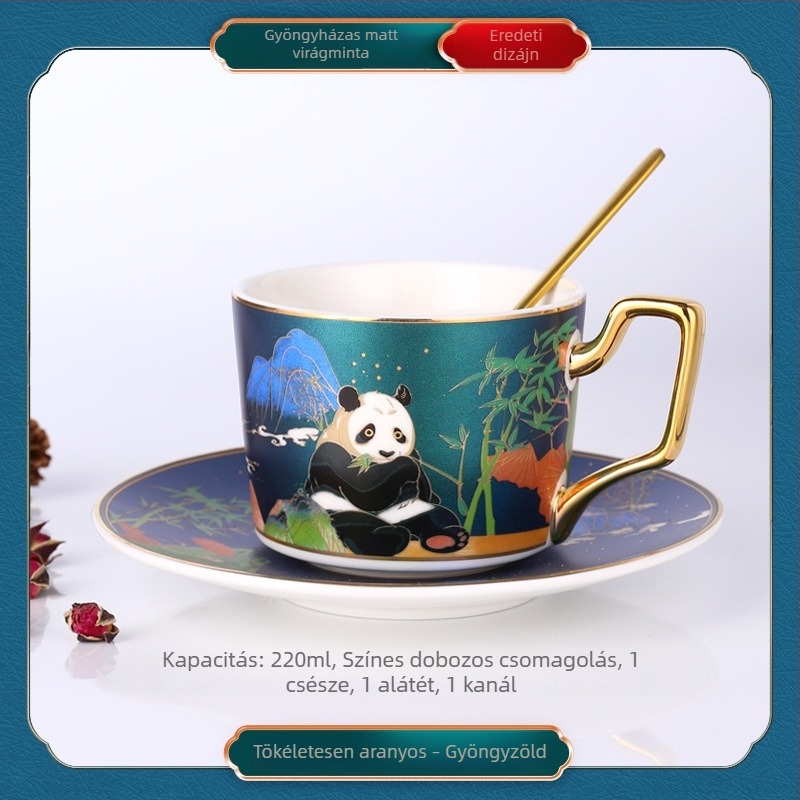 Európai stílusú porcelán kávéscsésze alátéttel és kanállal, kis luxus otthoni használatra, virágtea