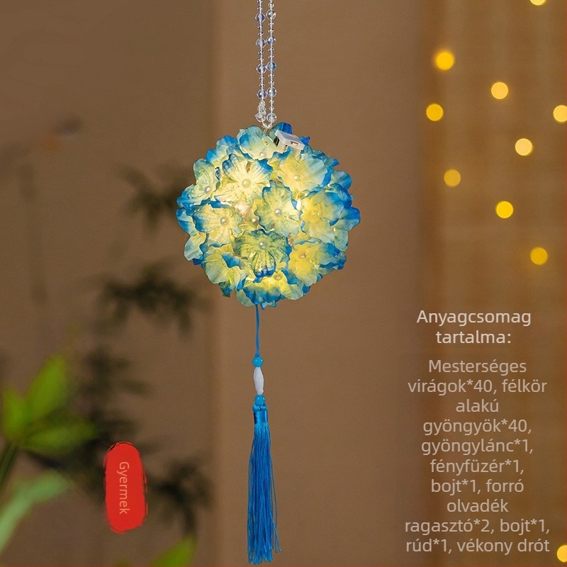 DIY hortenzia lámpás készlet – kézzel készített nyuszilámpás világító, ősi stílus