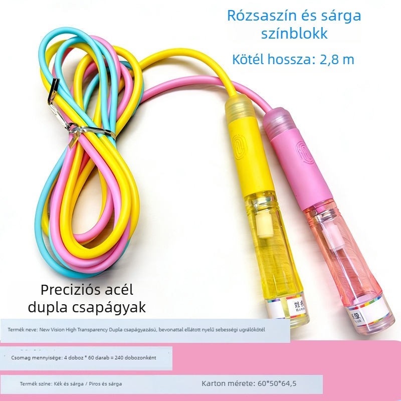 Kétcsapágyas gyors ugrókötél, állítható, szegmentált kialakítás a fitneszhez