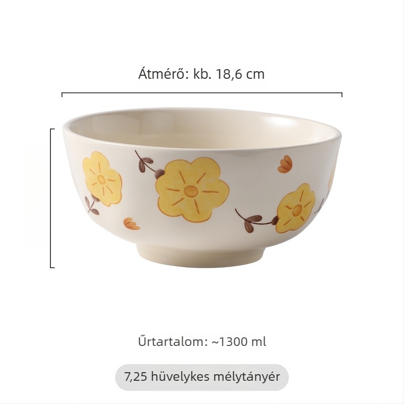 Krémszínű porcelán étkészlet vidéki virágmintával, kézzel formázott textúrákkal, otthoni használatra, tányérok és tálak