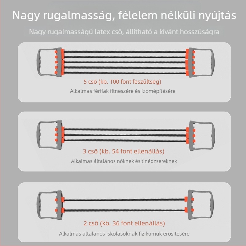 Férfiak otthoni mellkas-edzéséhez való kötél rugós húzókészülék, mely a mellkas kinyitására és hátedzésre szolgál