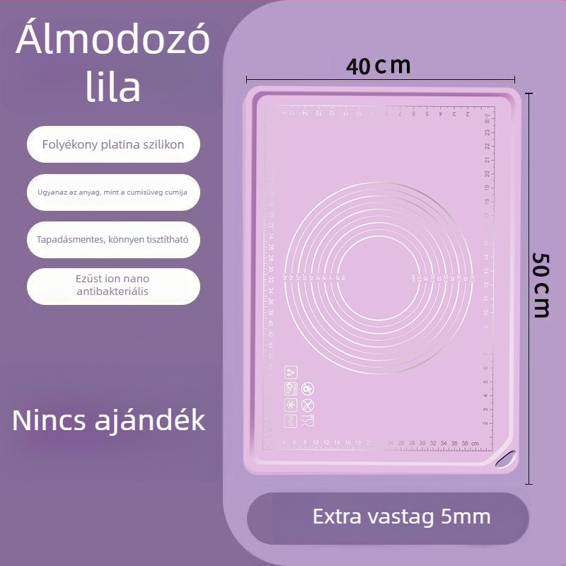 Szilikon gyúró matrac, élelmiszer-minőségű, vastag felület, tapadásmentes a tészta nyújtásához és sütéshez