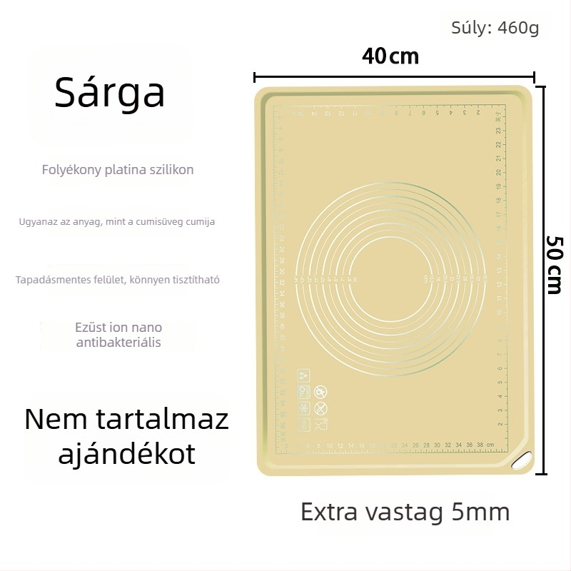 Szilikon gyúró matrac, élelmiszer-minőségű, vastag felület, tapadásmentes a tészta nyújtásához és sütéshez