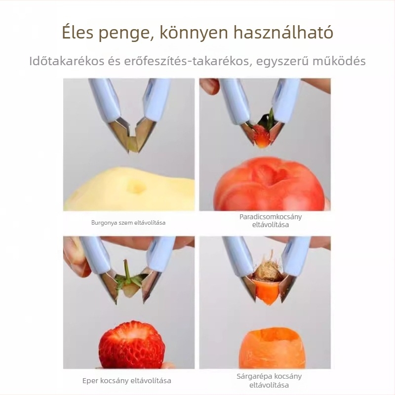 Többcélú ananászszemek eltávolító és eperklipsz, rozsdamentes acélból készült konyhai eszköz