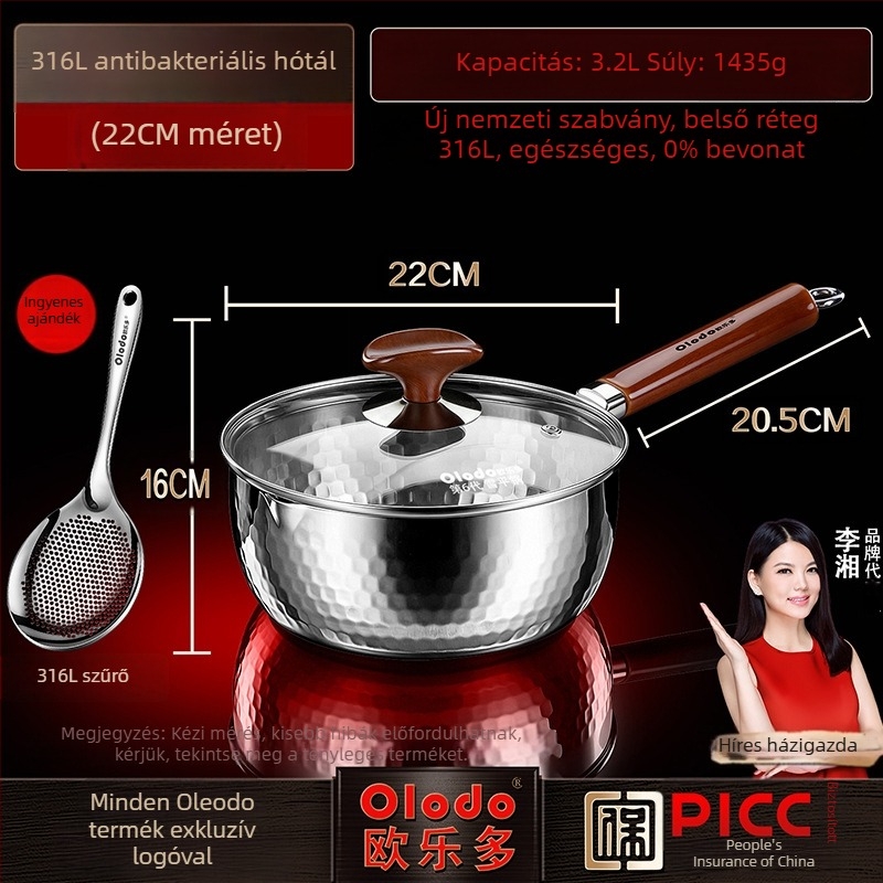 316L bevonat nélküli Yukihira edény, vastag rozsdamentes acél, japán stílusú kis tejfőző edény, bébiételhez, pároláshoz, Instant tészta és levesekhez