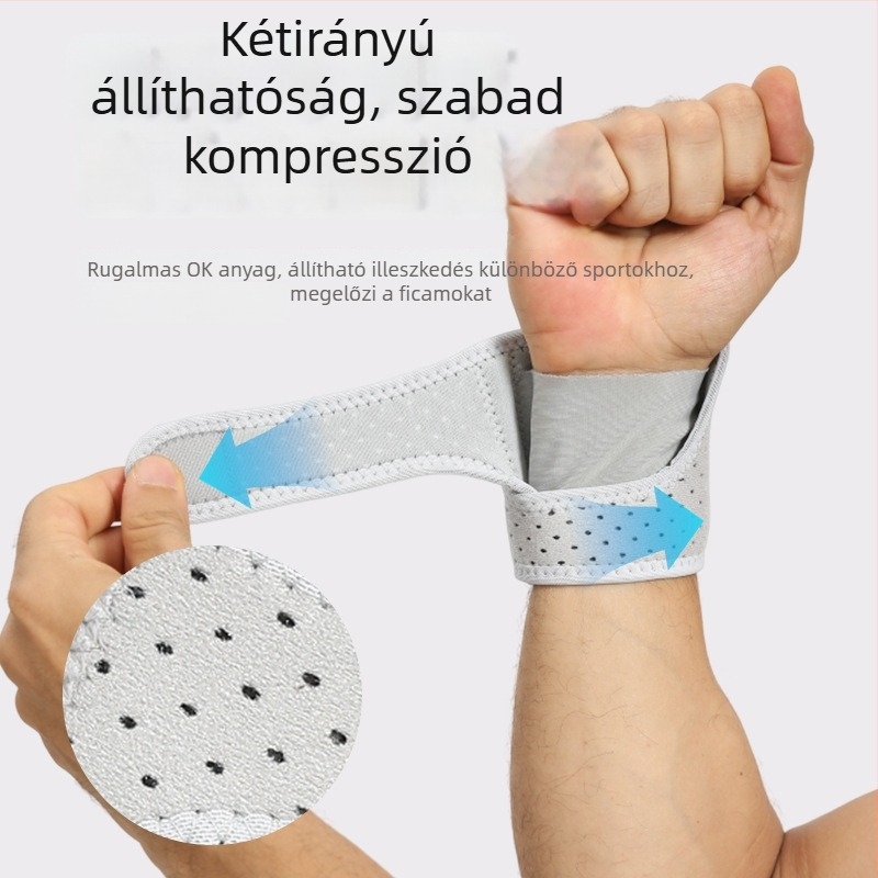 Csuklóvédő ínhüvely-támogatással, kompressziós csuklórögzítő edzéshez, badmintonhoz és súlyemeléshez