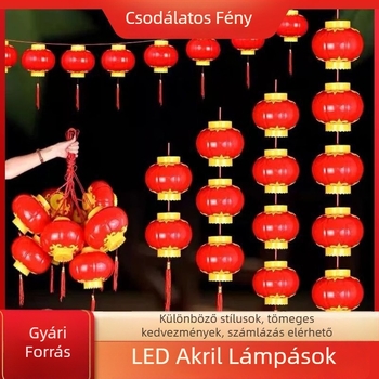 LED akril lámpások matt felülettel – piros, kültéri dekoráció a fákhoz, fényfüzér palota stílusban