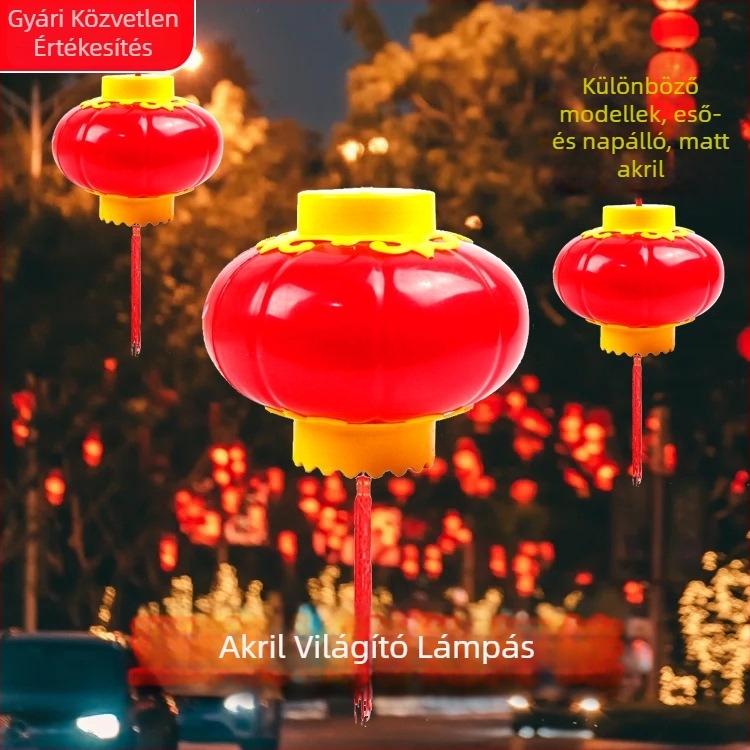 LED akril lámpások matt felülettel – piros, kültéri dekoráció a fákhoz, fényfüzér palota stílusban