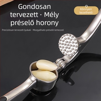 Multifunkciós fokhagyma prés és gyömbér reszelő, kézi, rozsdamentes acélból