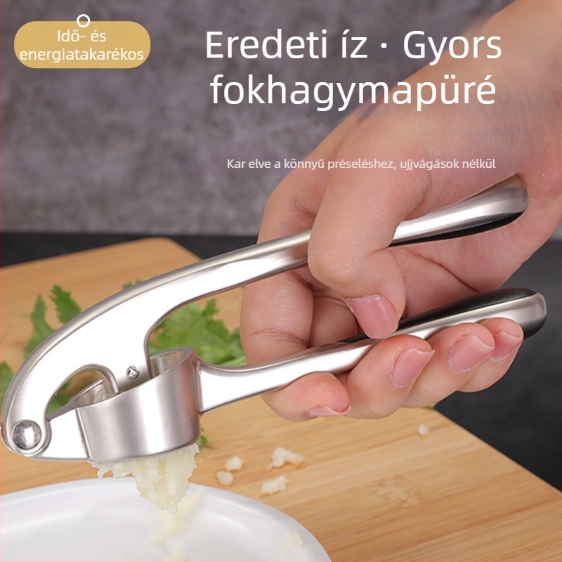 Multifunkciós fokhagyma prés és gyömbér reszelő, kézi, rozsdamentes acélból