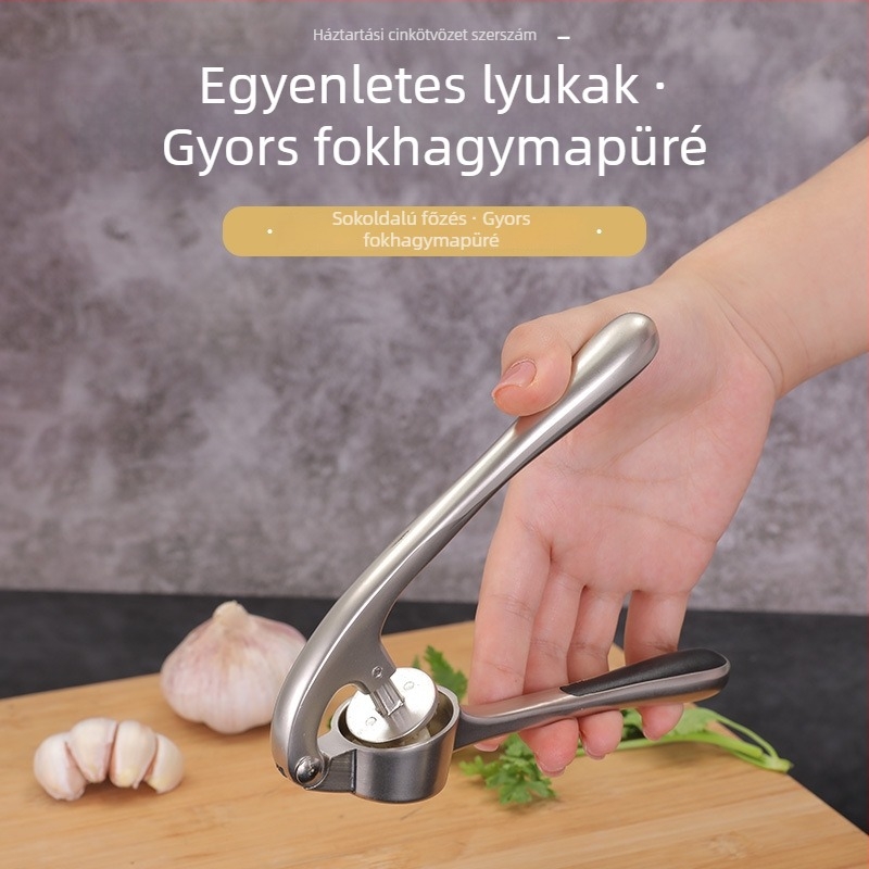Multifunkciós fokhagyma prés és gyömbér reszelő, kézi, rozsdamentes acélból