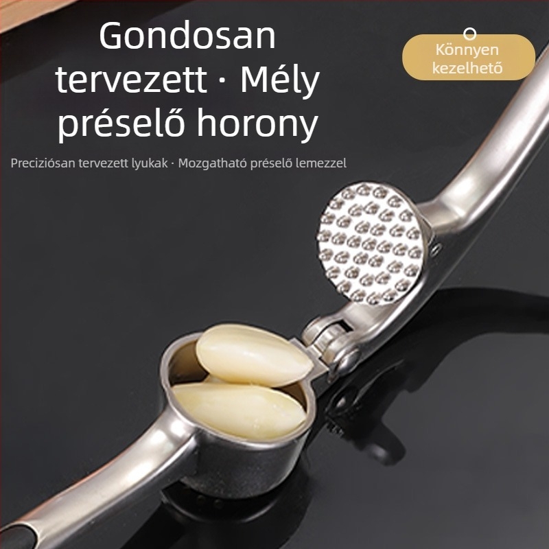 Multifunkciós fokhagyma prés és gyömbér reszelő, kézi, rozsdamentes acélból