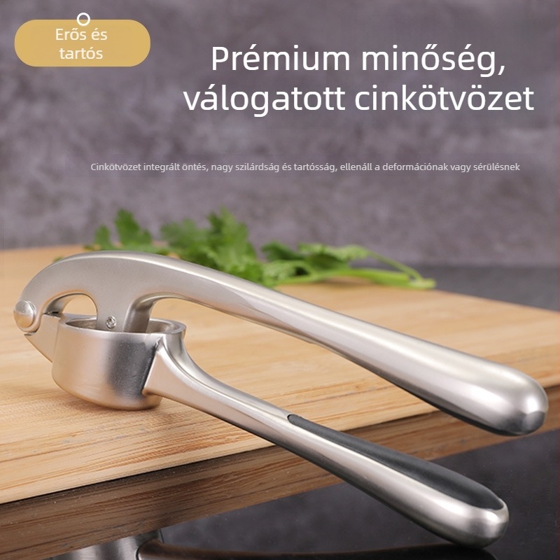 Multifunkciós fokhagyma prés és gyömbér reszelő, kézi, rozsdamentes acélból